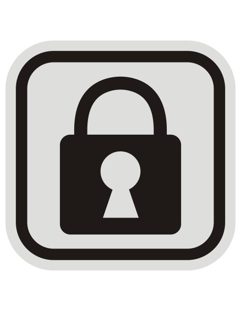 安全钥匙，灰色和黑色框架上的黑色轮廓，矢量图标图片下载