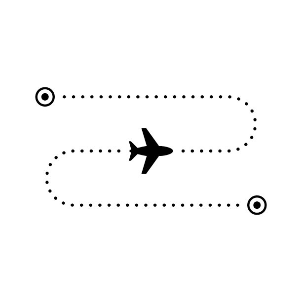 飞机飞行路线字形图标图片下载