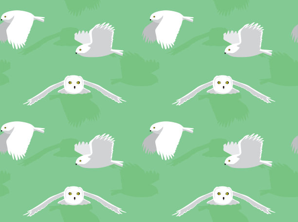 雪鸮飞行动物卡通无缝背景壁纸01图片下载