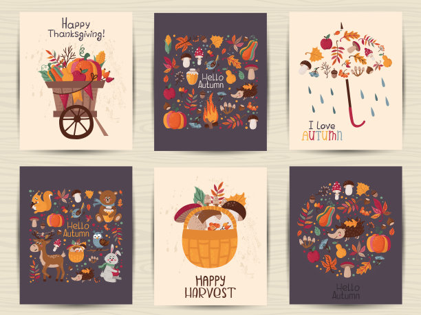 感恩节秋季贺卡集图片下载