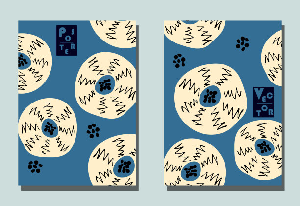 用图形抽象的花覆盖。两个现代的矢量飞行在前卫的风格图片下载