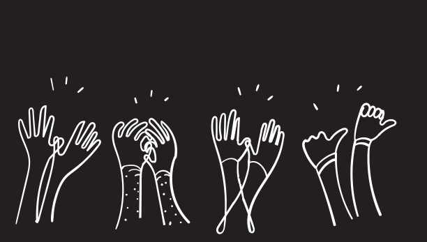掌声手绘插图与涂鸦风格孤立在白色背景图片下载
