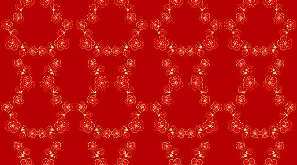 无缝中式图案，东方背景为新年。樱花树枝。矢量图图片下载