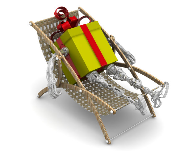 礼品盒放在日光躺椅上图片下载