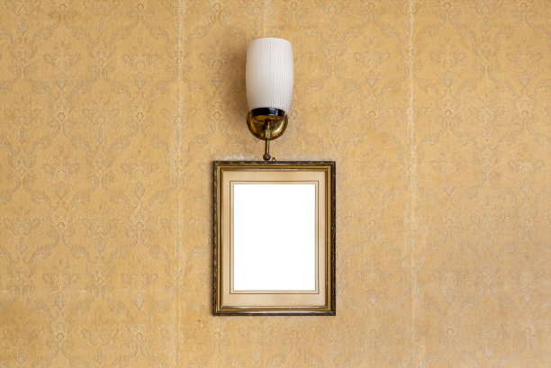空白框、墙纸和壁灯图片下载