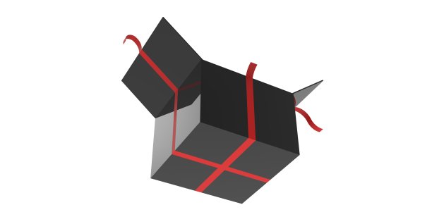 打开黑色礼盒白色背景3D渲染图片下载