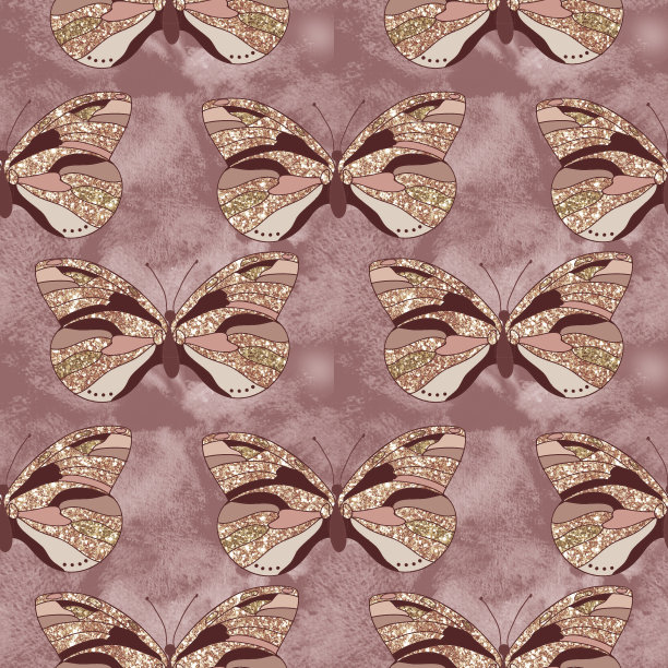 节日闪光手绘艺术蝴蝶圆点闪闪发光无缝背景图片下载