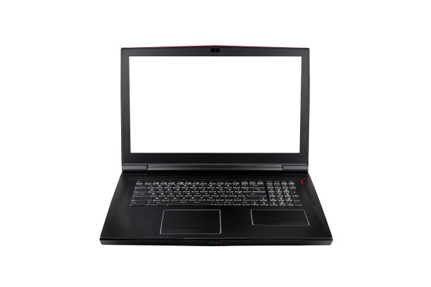 游戏笔记本电脑的白色隔离背景。专为游戏玩家或专业玩家或3d渲染设计的笔记本电脑图片下载