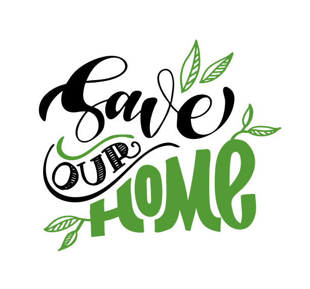 拯救我们的家-可爱的手绘涂鸦字生态海报艺术图片下载