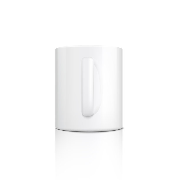 陶瓷空白白色杯子与处理矢量3d模型插图孤立。图片下载