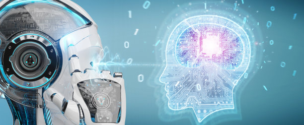 电子人模糊背景创建人工智能3D渲染图片下载