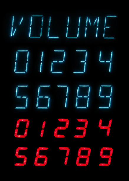 题词卷和一套绿色和红色发光的灯数字在一个黑色的背景图片下载