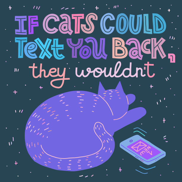 霓虹色，猫笑话卡图片下载