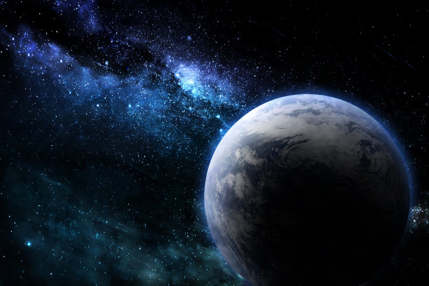 抽象的空间插图，行星地球和星云中明亮恒星的神奇光芒图片下载