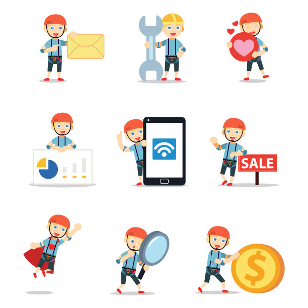 一套男性角色的攀岩者图片下载