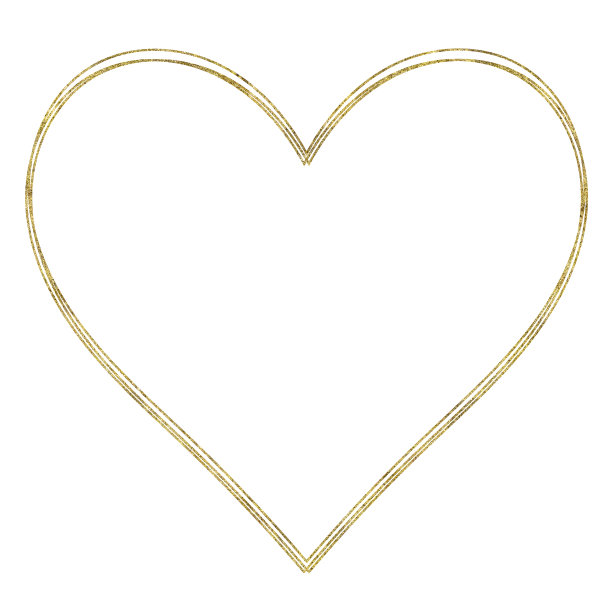 金色闪光的心框架孤立在白色的背景图片下载