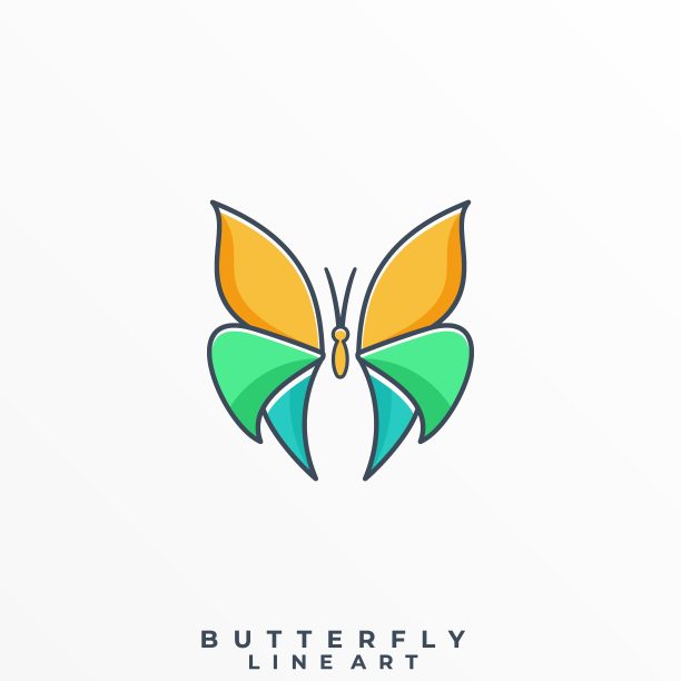 蝴蝶颜色插图矢量模板图片下载