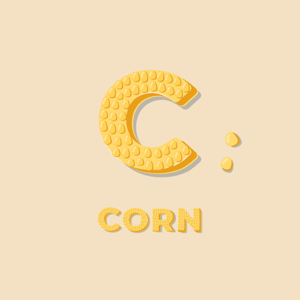蔬菜玉米字母海报设计矢量插画图片下载