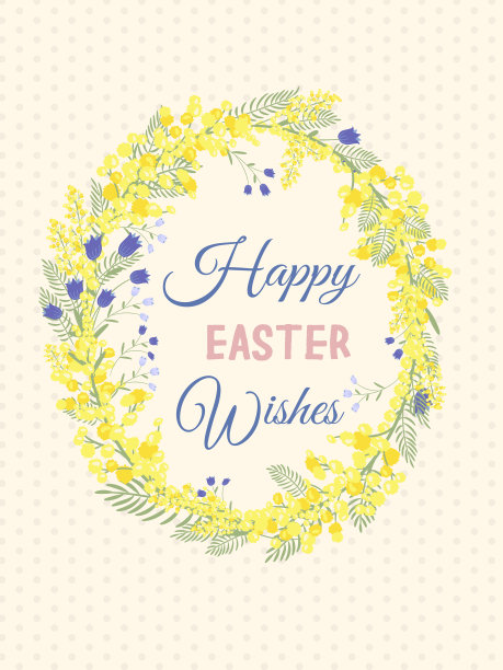 快乐的复活节背景与花圈。图片下载