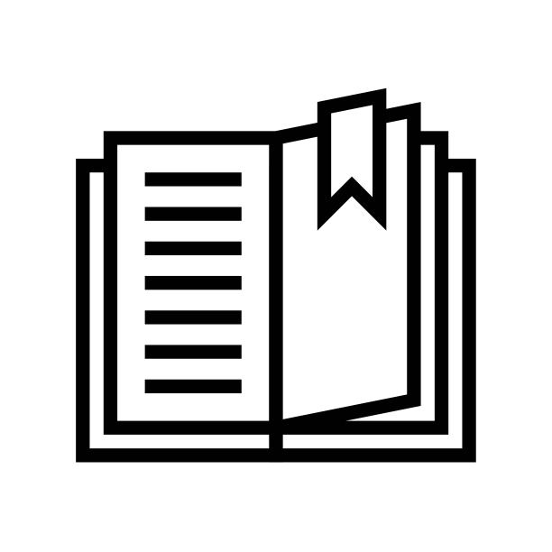 打开书与书签，线条风格的图标图片下载