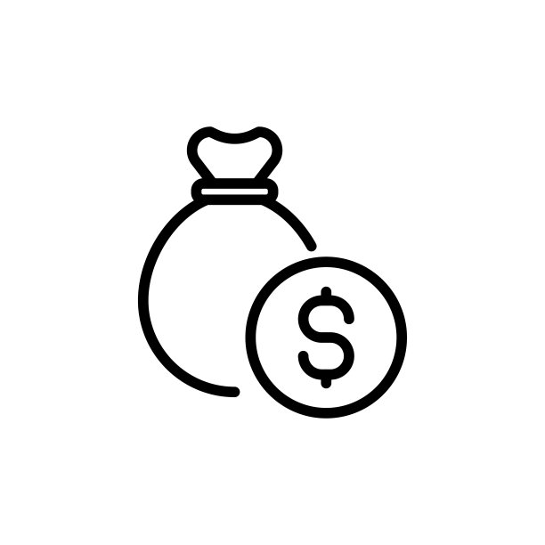 简单的钱袋线图标。图片下载
