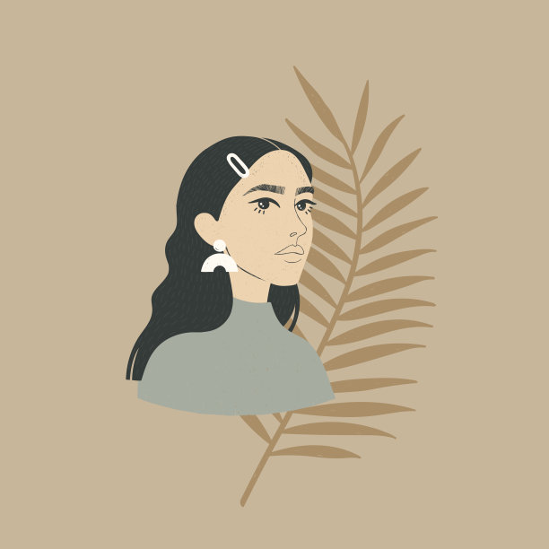 卡通风格的年轻女子肖像图片下载