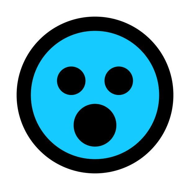 微笑-震惊-黑色大纲，蓝色主题-矢量插图图片下载