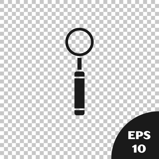 黑色牙科检查镜图标孤立在透明的背景上。牙科检查工具。矢量图图片下载