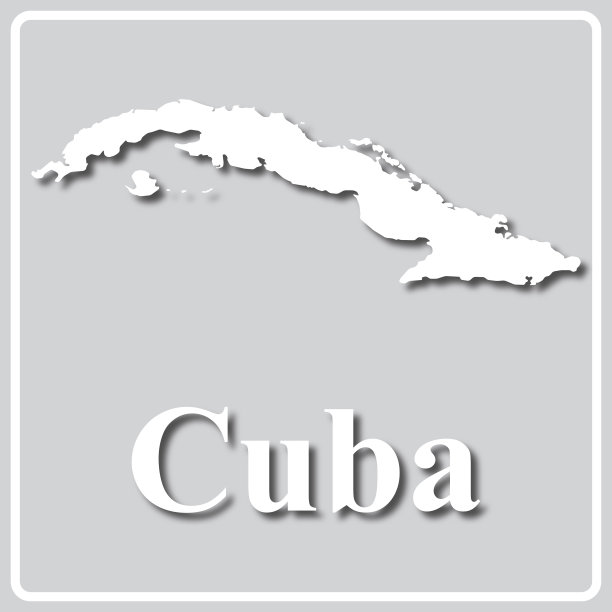 灰色图标与白色轮廓的地图和碑文古巴图片下载