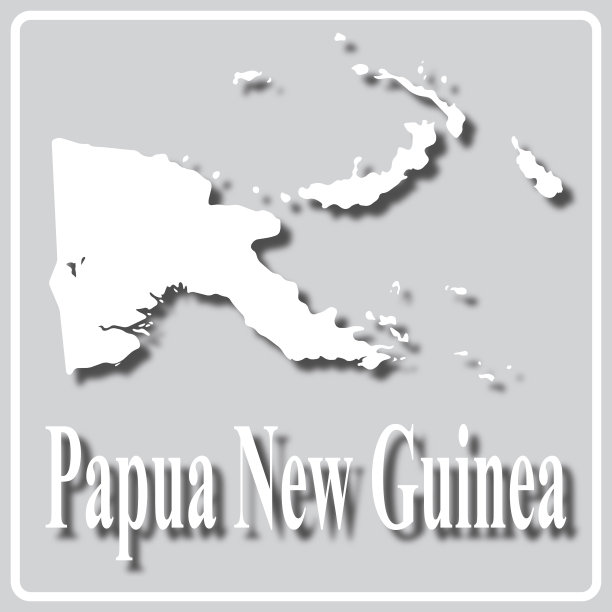 灰色图标与白色轮廓的地图巴布亚新几内亚图片下载
