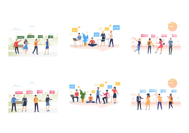 一组游客挥手练习外语图片下载