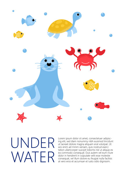 海洋动物的性格。孤立的图片下载