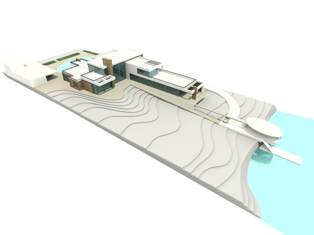 极简现代房地产鸟瞰图总体规划，3D渲染图片下载