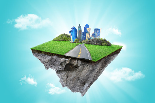 圆土地面剖面与土地与现代城市。图片下载