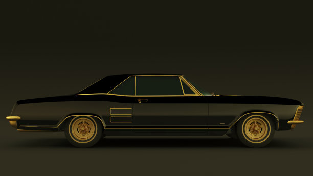 强大的黑色和金色黑帮豪华1960年的风格车图片下载