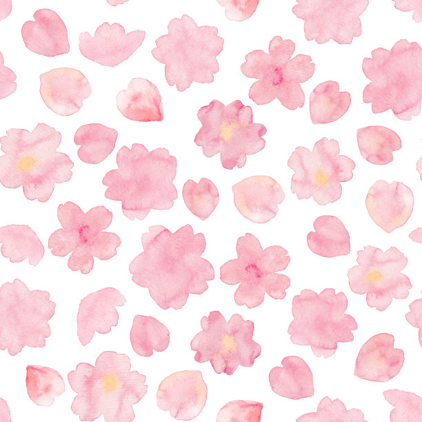 手绘樱花水彩插画图片下载