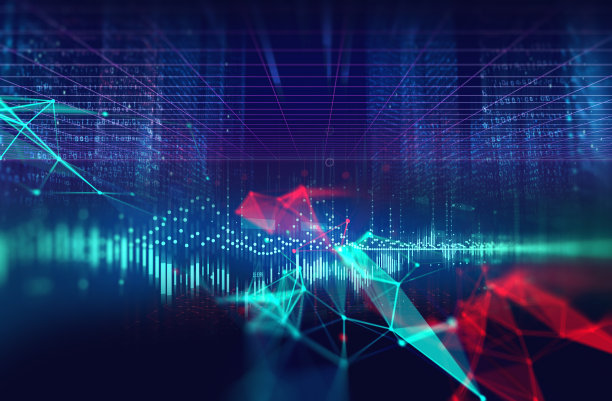 数字城市景观与数字元素插画图片下载