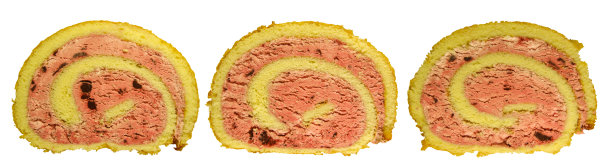 切片的海绵蛋糕卷隔离图片下载