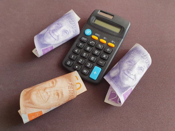 计算器和不同面额的瑞典钞票图片下载