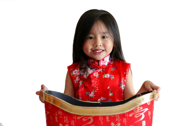 中国新年——学前班女孩的祝福图片下载