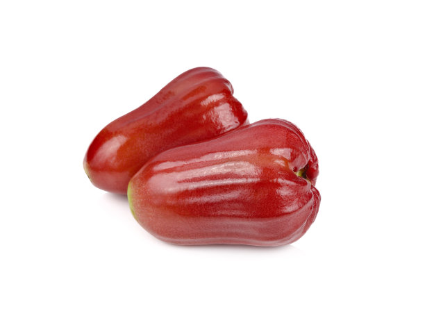 整个新鲜的红玫瑰苹果在白色的背景图片下载