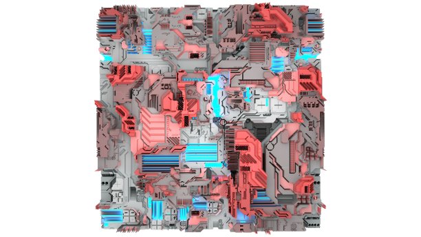 抽象三维绘制的表面随机立方体和电子形状图片下载