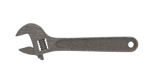 金属扳手3D渲染白色图片下载