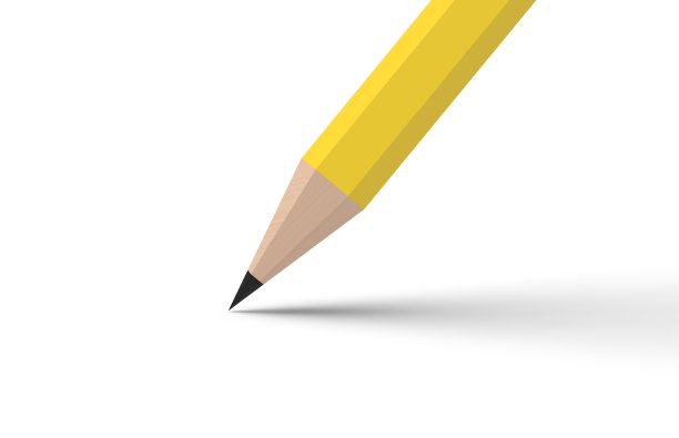 黄色铅笔白色背景3D渲染图片下载