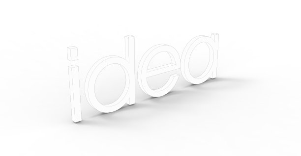 想法文本3D渲染在白色图片下载