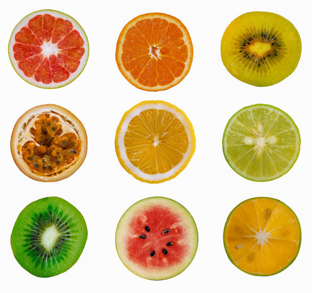 一组甜的水果孤立在白色的背景图片下载