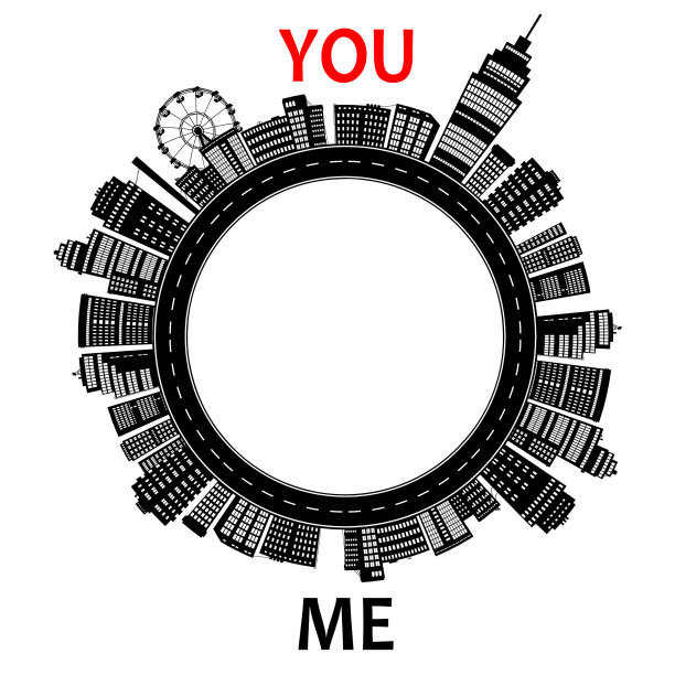 寻找爱你的镜头，路向你的概念，绕世界圈的道路，矢量插画孤立于白城生活的城市景观图片下载