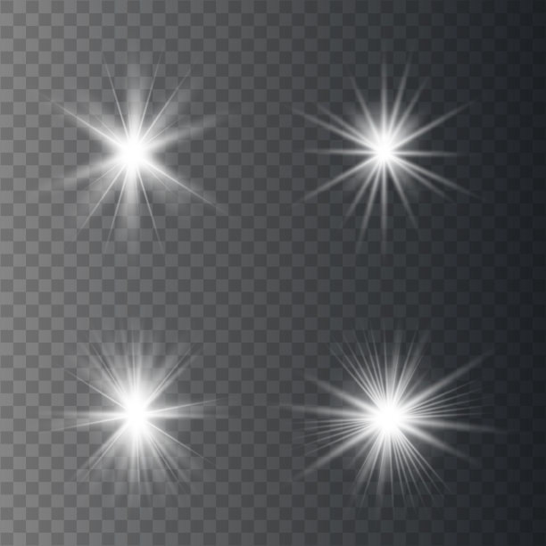 一组发光的星星。向量镜头光晕。火花孤立。图片下载