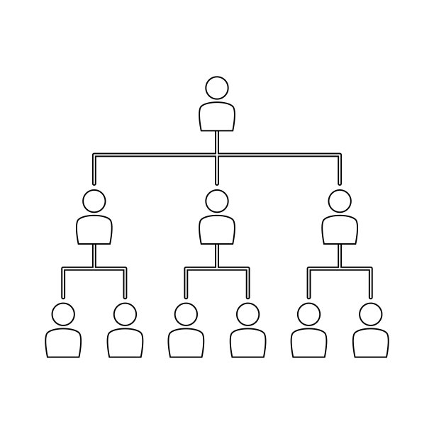 公司层次图孤立的白色背景。组织结构图标轮廓设计图片下载