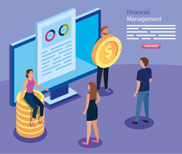 与计算机和商务人员一起进行财务管理图片下载